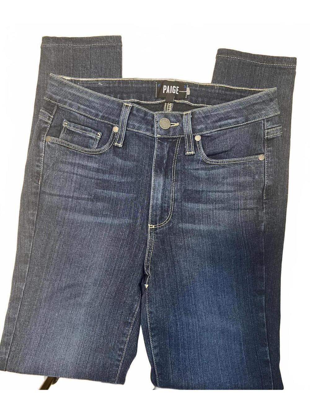 Paige Hoxton Ankle High Rise Skinny Stretch Jeans in Dark Blue Size 27 - Picture 2 of 14